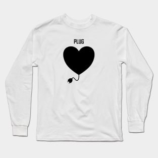 Partnerlook Heart Electrician Joke Cute Plug Partner Love Valentine Gift Long Sleeve T-Shirt